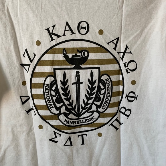 Kappa Alpha Theta Panhellenic Recruitment T-shirt size Small White Black Logos - Picture 10 of 14